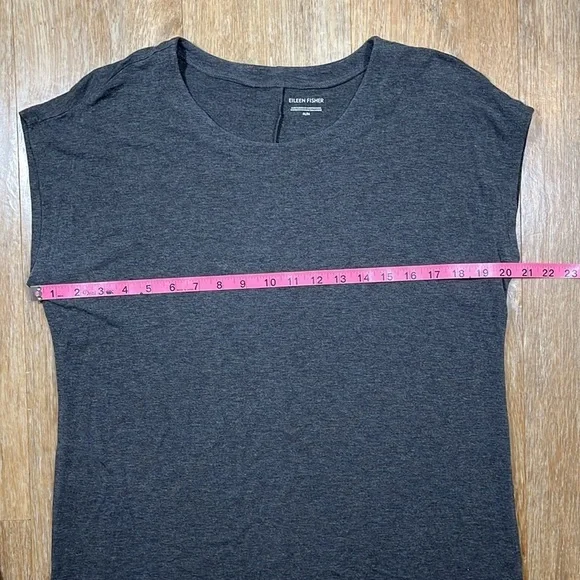 Eileen Fisher Fine Jersey Cap Sleeve Gray Grey Dress Women's Medium M T-Shirt - Picture 6 of 10
